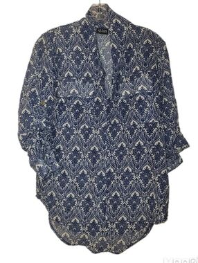 Alloy Semi Sheer Short Sleeve Blue China Design Size Med Classy Y2K